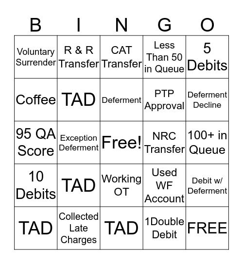 Collections Bingo Card