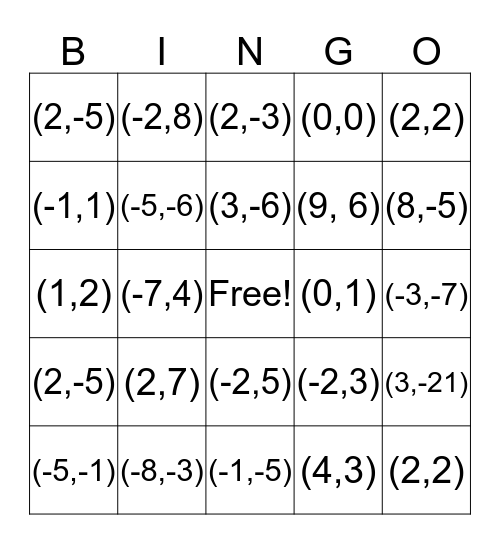 Systems of Equations SUBSTITUTION  Bingo Card