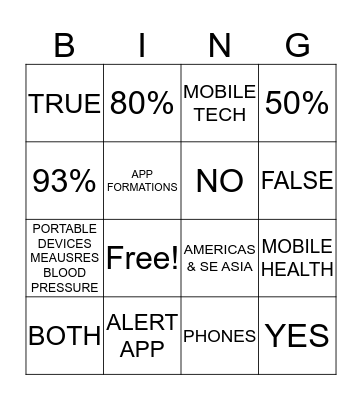mHealth Bingo Card