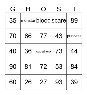 HALLOWEEN  Bingo Card