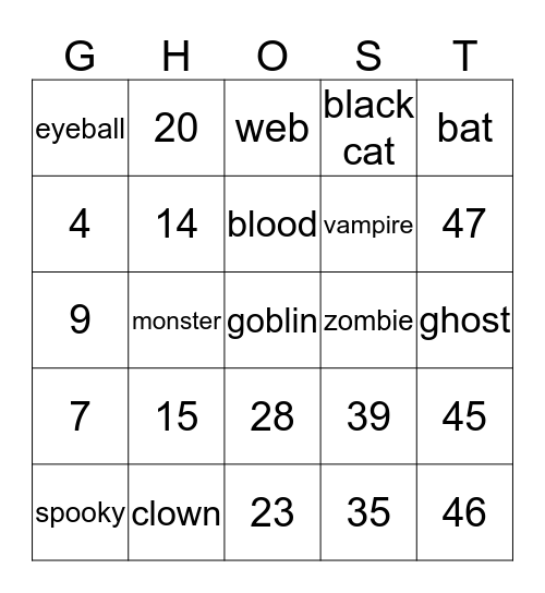 HALLOWEEN  Bingo Card