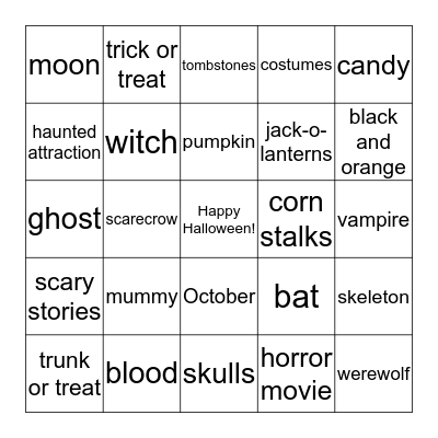 Halloween Bingo Card