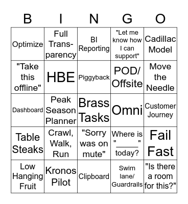Q4 UA OPS BINGO Card