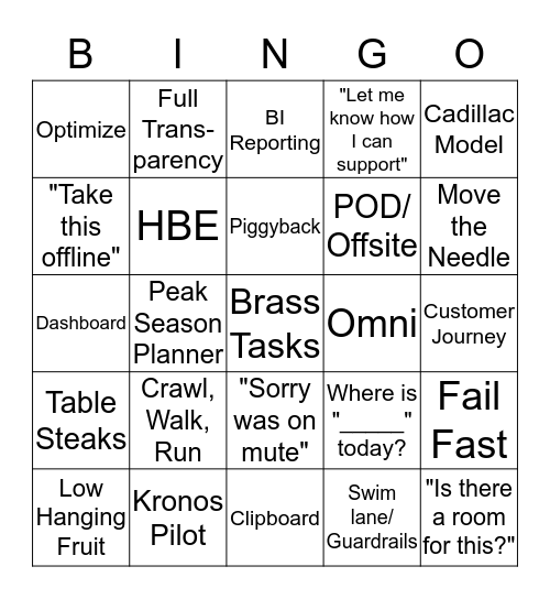Q4 UA OPS BINGO Card