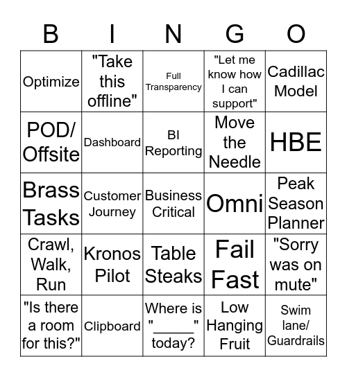 Q4 UA OPS BINGO Card