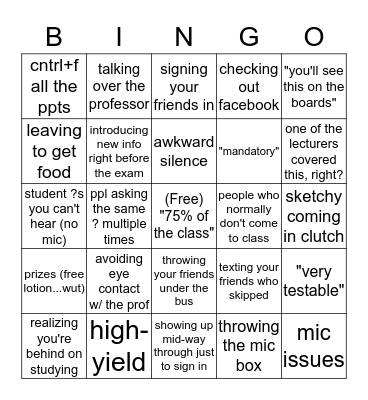 TBL BINGO Card