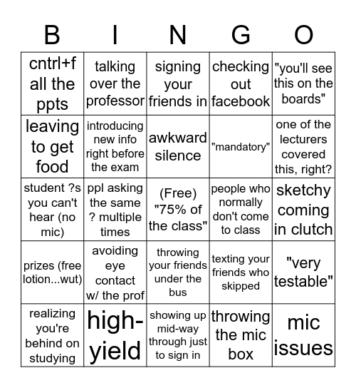 TBL BINGO Card