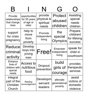 United Way of El Dorado  Bingo Card