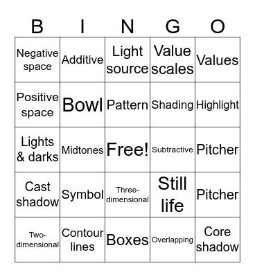 ART 1 Bingo Card