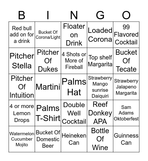 PFC BINGO Card