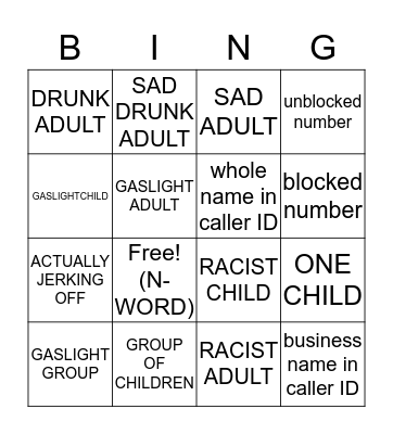 PRANK CALL BINGO Card