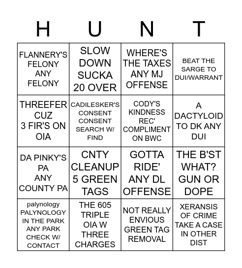 FLANNERY'S FACINOROUS Bingo Card