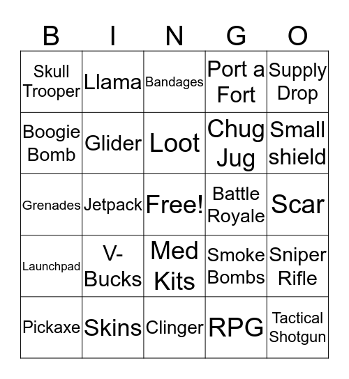 Tommie's Battle Bingo Card