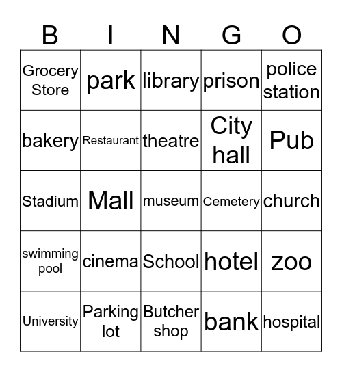 City Bingo Card