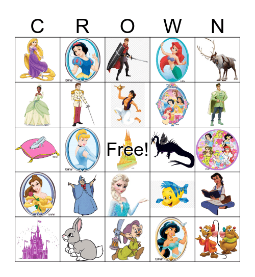 Princess Bingo Card