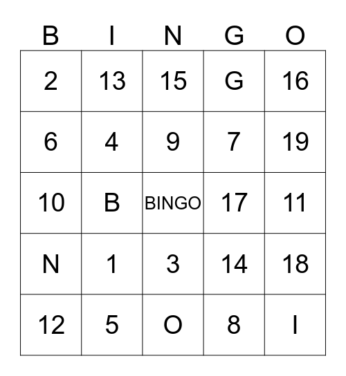 BINGO R Bingo Card