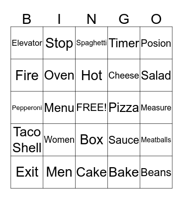 Sign and Grocery  Bingo Card