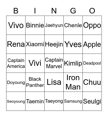 BINNIE1TES 13/10/18 Bingo Card