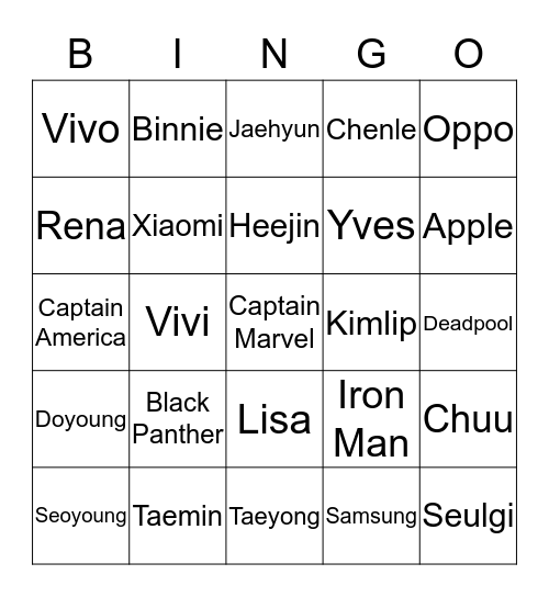 BINNIE1TES 13/10/18 Bingo Card