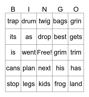 Unit 6 lessons 1- 5 Bingo Card