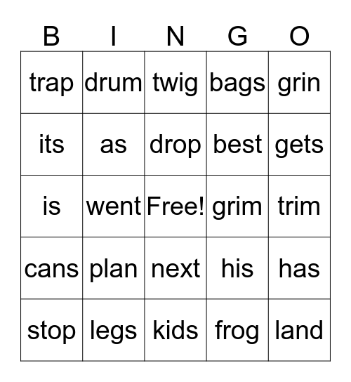 Unit 6 lessons 1- 5 Bingo Card