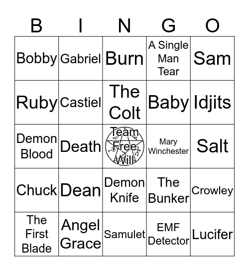 Supernatural Bingo Card