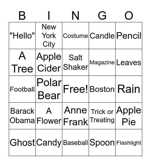 GRHV Bingo Card