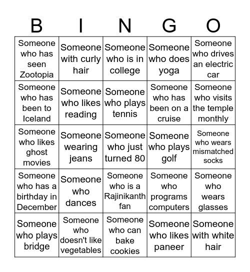 People Bingo Card