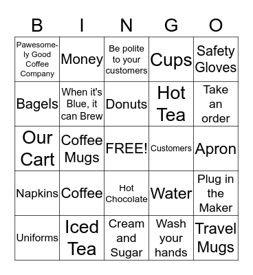 Our Coffee Cart Business Bingo Card