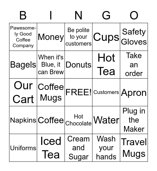 Our Coffee Cart Business Bingo Card