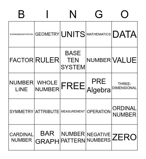 MATH IS FUN! Bingo Card