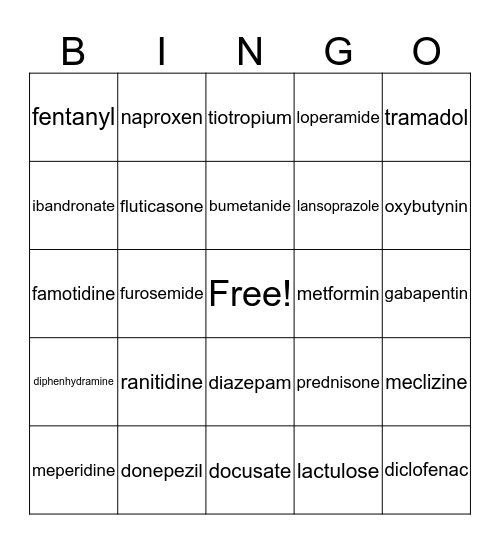 MEDICATION BINGO Card