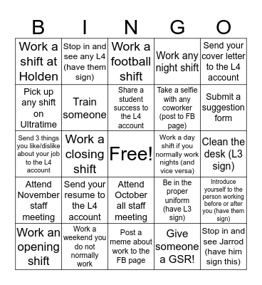 SCR Bingo Card