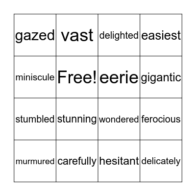 Vocabulary Bingo Card