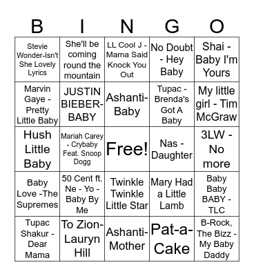Baby Shower Bingo Card