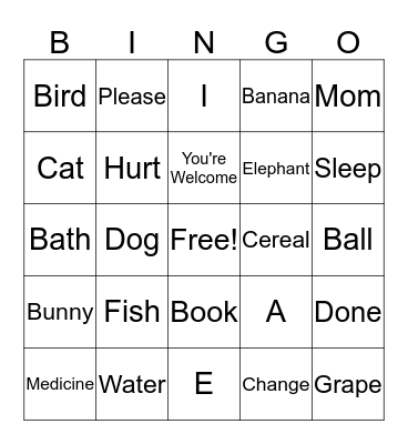 Sign Language Bingo Card