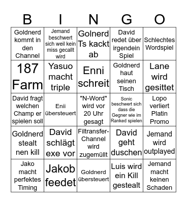 TS Bingo Card