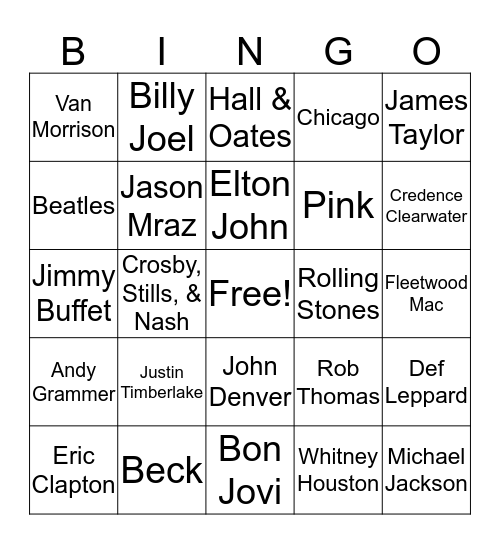 Radio Bingo Card