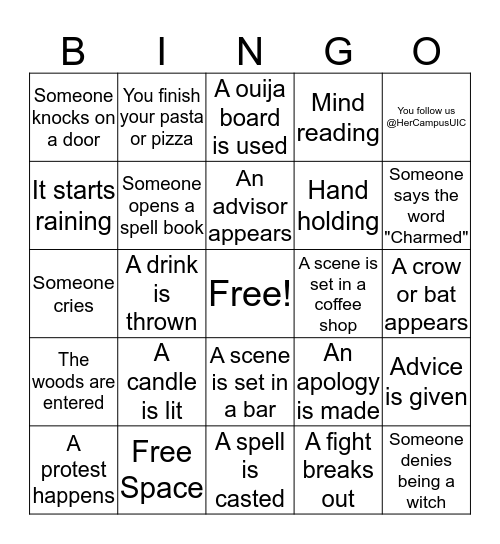 Charmed Bingo Card