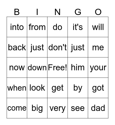 Sight Words 3 Bingo Card