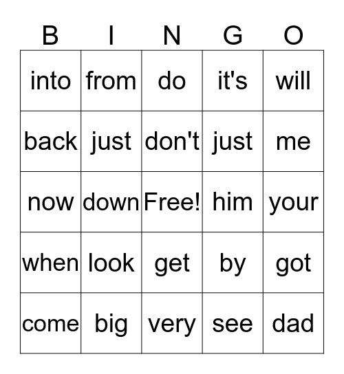 Sight Words 3 Bingo Card
