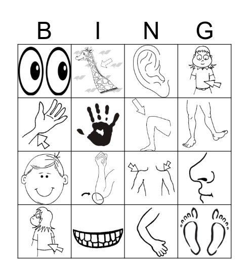 Body Parts Bingo Card