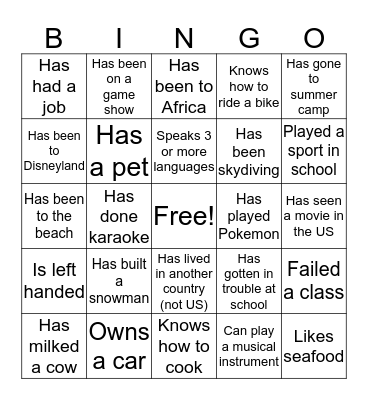 HR Class Fall 2018 Bingo Card