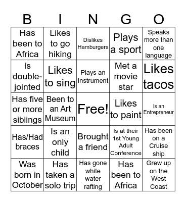 MINGLE BINGO Card