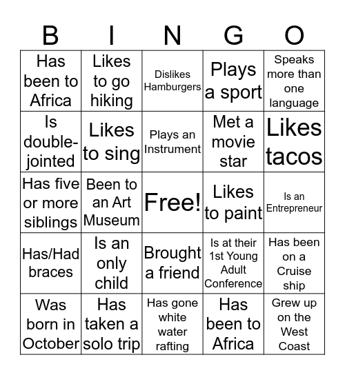 MINGLE BINGO Card