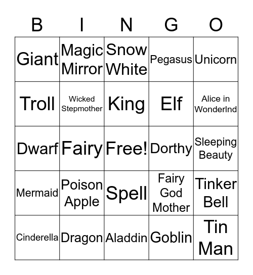 Enchanted Forest Bingo Card