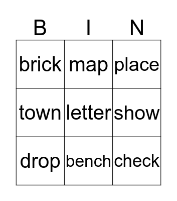 Lesson 4 Vocabulary Bingo Card