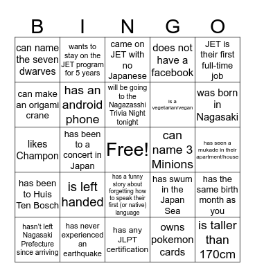 Find someone who... Bingo Card