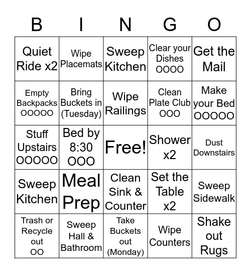 Tyler Bingo Card