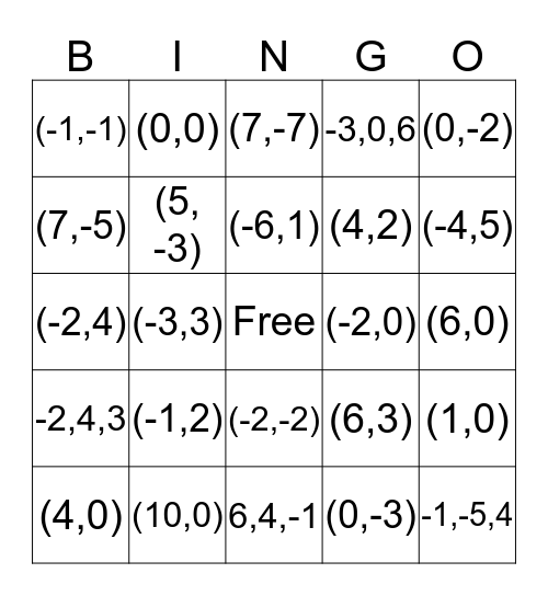 Solving Systems Bingo Card